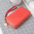 thumbnail image 2 of Carteras portátiles Cuero de PU Cartera larga con cremallera Monedero en efectivo de charol (Rojo sandía), 2 of 6