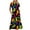 Black, variant on Penkiiy Women's Summer Casual Short Sleeve Crewneck Feather Print Swing Dress Flowy Tiered Maxi Beach Dress with Pockets L White