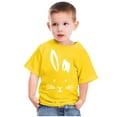 thumbnail image 2 of Zwiiyzr 2024 Toddler T-Shirt Bunny Face Doodle Easter Spring Time Flowers Great Gift Idea Easter Eggs Candy Basket Rabbit Cotton Tail Yellow-160, 2 of 5