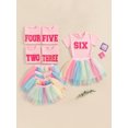 thumbnail image 4 of Aojekbee Toddler Girls 2Pcs Summer Outfits Short Sleeve Letter Embroidery Tops + Tutu Skirt Set Baby Clothes, 4 of 10