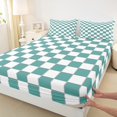 thumbnail image 3 of Feelyou Fashion Turquoise Buffalo Full Size Sheets, Chic Check Plaid Bed Sheets, Teens Kids Boys Girls Sheet Sets, Ultra Soft Bedroom Decor, 4-Piece, 3 of 7