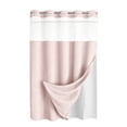 thumbnail image 4 of No Hooks Polyester Textured Shower Curtain with Snap-in Fabric Liner Set, Hotel Luxury Decor Shower Curtains for Bathroom with See Through Top Window, Waterproof & Washable, 71Wx75H,Pink, 4 of 6
