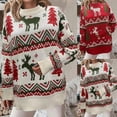thumbnail image 3 of Suéter navideño de punto con capucha y manga larga cálida para mujer para otoño e invierno, 3 of 3