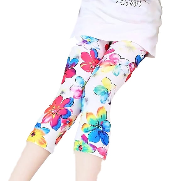 FLMEI Kids Toddler Girls Leggings 3-8T Baby Girls Printed Capris Leggings Summer Trousers for Wearing