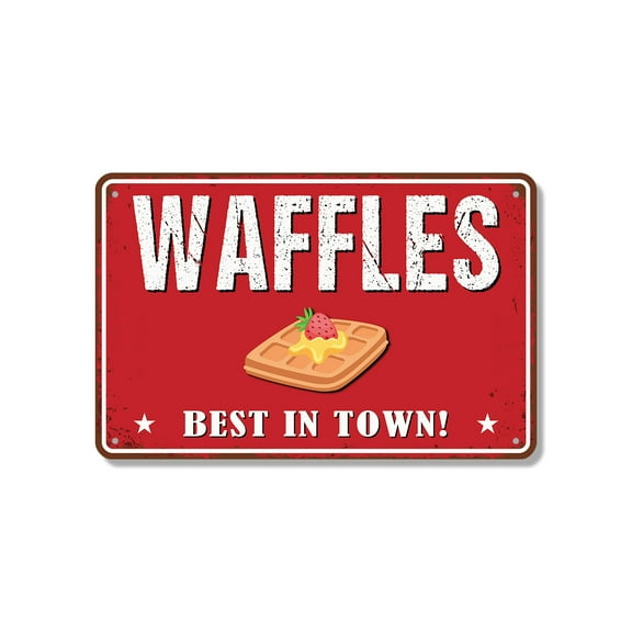 Waffles (2 Pack) 7 Inch x 10 Inch Novelty Aluminum Metal Sign Butter Syrup Happiness Durable Weatherproof UV Protected Perfect for Kitchens Diners Breakfast Nooks Fun Gift for Cooks