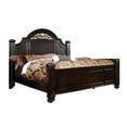 thumbnail image 4 of Eastern King Bed - Dark Walnut Wood, Floral Headboard, Bedroom Furniture. Panel Bed, Contemporary Style, 93"L x 82"W, Formal Design, Box Spring Required., 4 of 6