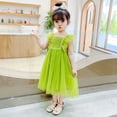 thumbnail image 2 of Vedolay Spring Dresses Little Girls' Sequin Mesh Tull Dress Sleeveless Flower Party Ball Gown,Green 4-5 Years, 2 of 5