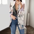 thumbnail image 4 of Sacos y Chaquetas de traje Abrigo de traje de manga larga con cuello estampado de flores y ajuste versátil estilo informal de otoño e invierno para mujer,blazer moda（Amarillo， XXL), 4 of 5