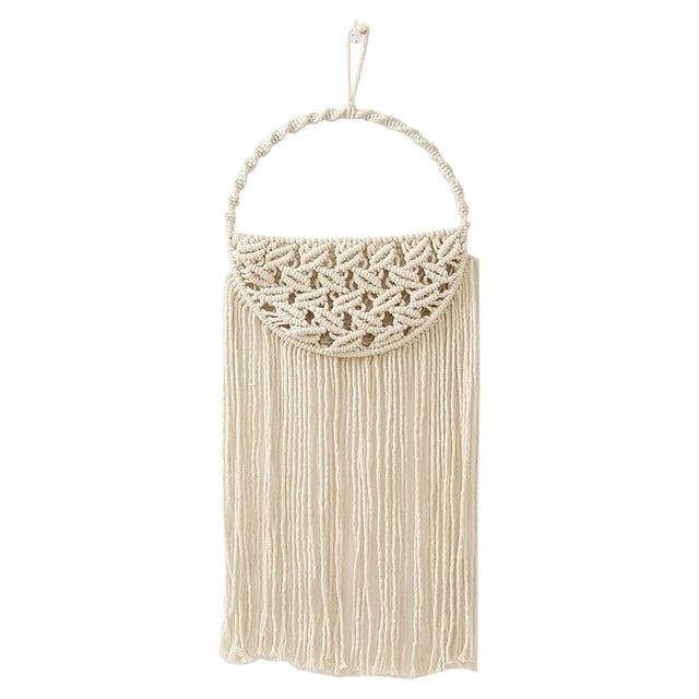 Cesta de bolsillo para colgar en la pared con tapiz de macramé, organizador de revistas y correo Los 60X25X12CM