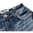 thumbnail image 4 of Charme by Grace in LA Jeans Women's Aztec Horseshoe Feather Bootcut Stretch Jeans (25, Blue), 4 of 5