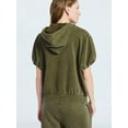 thumbnail image 3 of Scoop Women’s Mineral Washed Zip Hoodie with Short Puff Sleeves, Sizes XS-XXL, 3 of 5