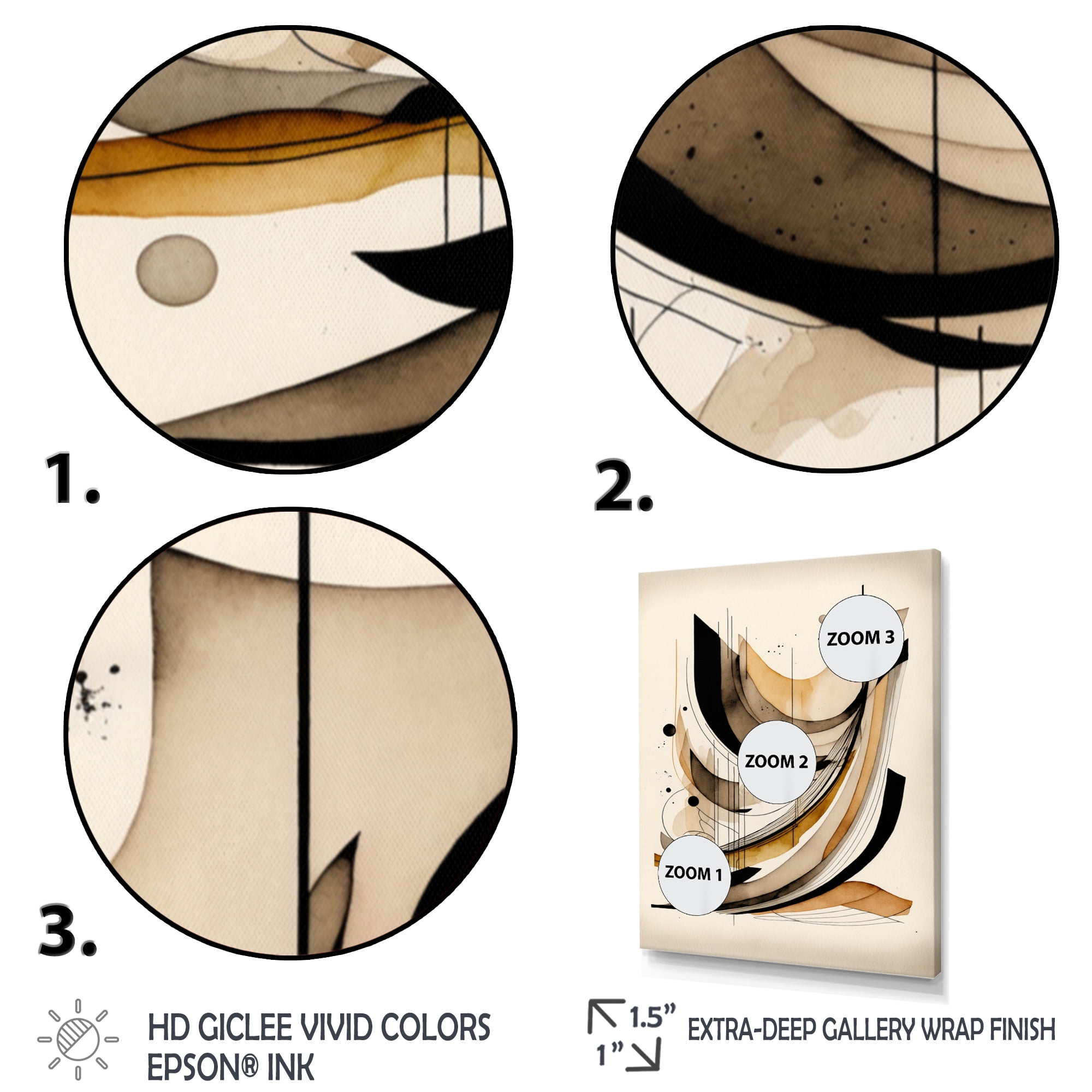 Designart Brown And Black Movement II Canvas Wall Art