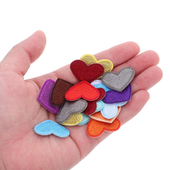 ETHZZLE 93-Piece Assorted Color Heart Iron-On Patches for Clothing Repair, Crafts, Sewing, and Decoration Projects