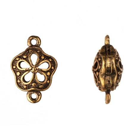 Flower Fork - Hollow Star With Teardrop Form Flower Antique Gold-Finished Link 14x20.5mm Sold per pkg of 4pcs per pack