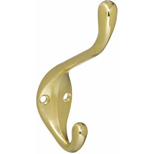 Stanley Hardware 819179 5" Bright Brass Heavy Duty Coat and Hat Hooks