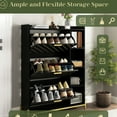 thumbnail image 2 of Rustic Entrance Shoe Cabinet With 3 Flip Drawers & Open Shelves For Bedroom, Black Slim Narrow Storage Organizer, 2 of 6