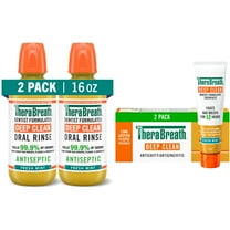 Bundle of TheraBreath Deep Clean Toothpaste, 4 Oz, (2-Pack) TheraBreath Deep Clean Mouthwash, Antiseptic benefits, Fresh Mint Flavor, Alcohol-Free, 16 oz