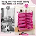 thumbnail image 4 of 15-Drawer Rolling Storage Cart, Multipurpose Rolling Storage Cart, Storage Organizer on Wheels, Durable Metal Frame, Scrapbook Paper Tools, Suitable for Office School (Hot Pink), 4 of 18