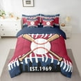 thumbnail image 2 of Homewish Kids Baseball Gaming 7-Piece Bedding Comforter Set,Ball Sport City King Bedding Sets,San Diego Silhouette Bed Sheets For Teens Boy,Microfiber Bedroom Decor Reversible, 2 of 8
