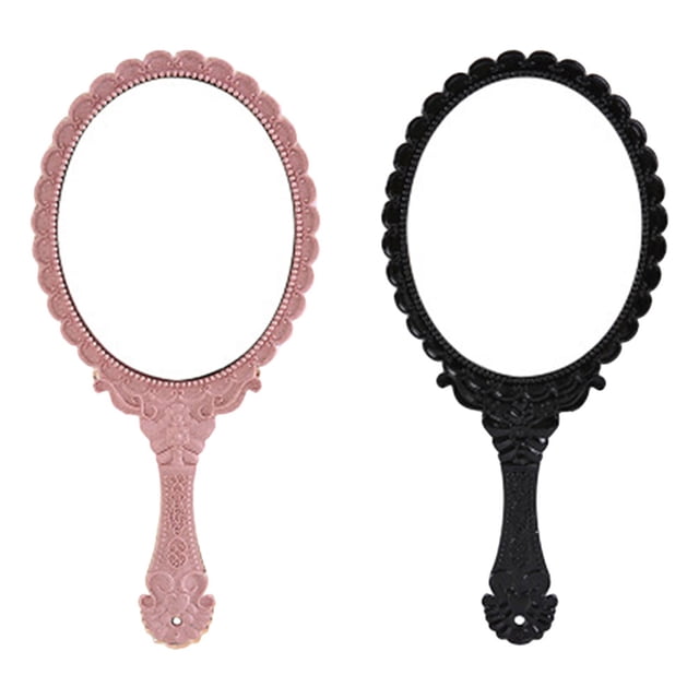 MasteelfCA 2Pcs Handheld Makeup Mirror Portable Vintage Mirror Creative Cosmetic Mirror