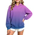 thumbnail image 3 of Ugoldhm Girls Gradient Color Hoodie, Long Sleeve Loose Casual Pullover Hooded Sweatshirt for Kids, 3 of 5