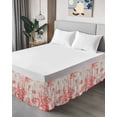 thumbnail image 4 of Coastal Red Wrap Around Bed Skirts for California King Bed 18" Drop,Bed Skirt with Adjustable Elastic Belt Dust Ruffle Bed Valance for Bedroom Nautical Coral Seahorse Starfish Shell Bed Frame Cover, 4 of 7