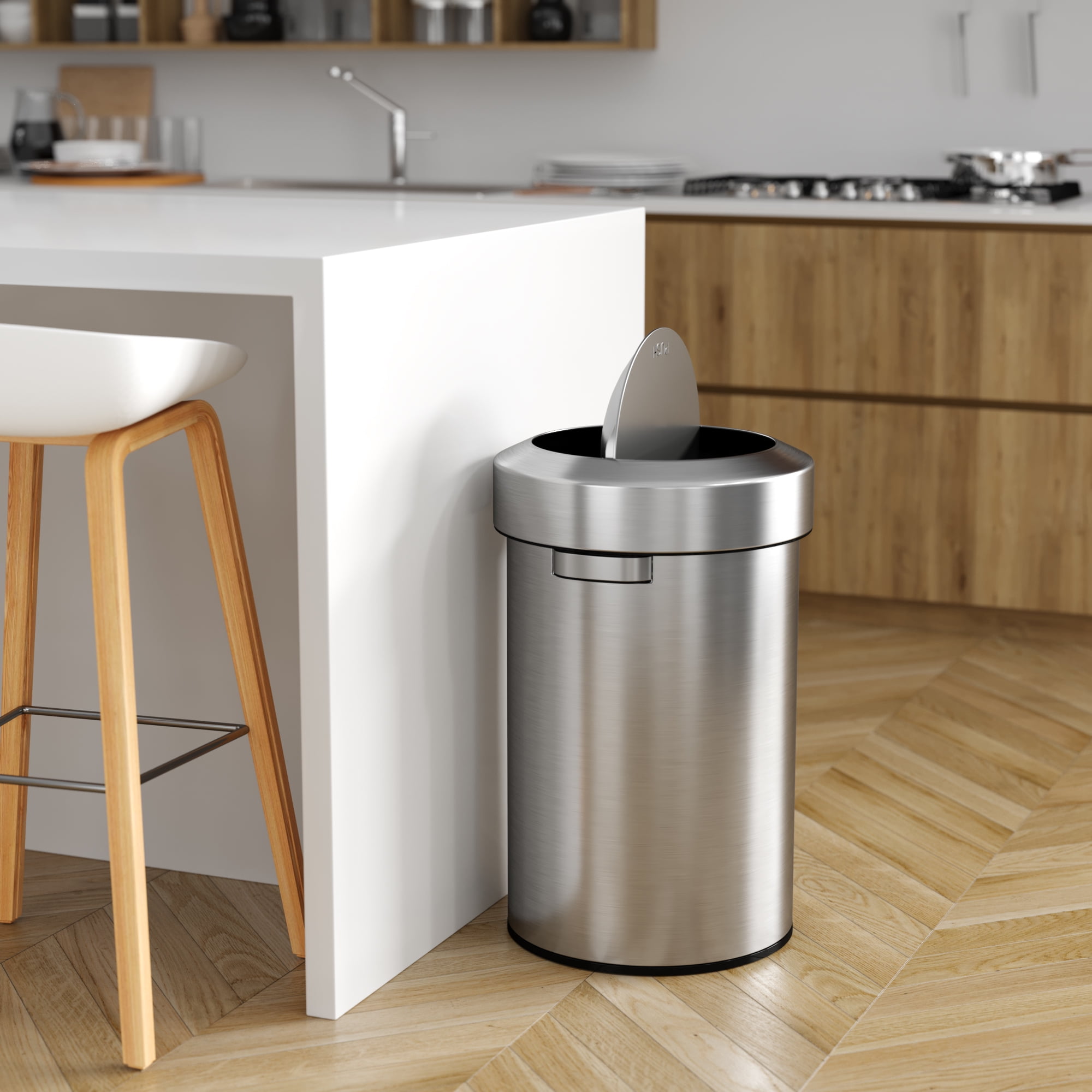 iTouchless Titan 17 Gallon Swing Open Trash Can, Stainless Steel Self-Balance Flip Top Lid Commercial Grade 64 Liter Garbage Can is Perfect for Kitchen, Home, Office, Business, Restaurant, Restroom