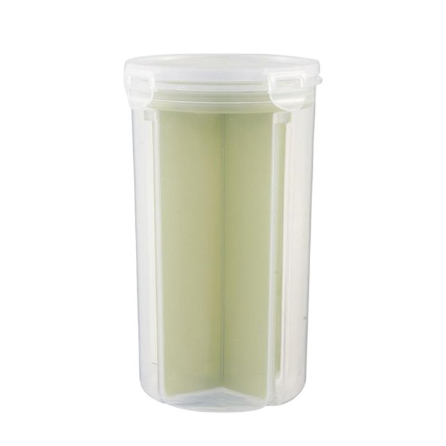 Botella para almacenar granos, compartimento extraíble, tapa giratoria, contenedor de alimentos para cocina Verde