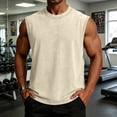 thumbnail image 4 of Zimjoy Men's Vintage Washed Cotton Sleeveless Tank Top Summer Crew Neck Muscle Shirt for Gym Workout Casual Streetwear Beige M, 4 of 4