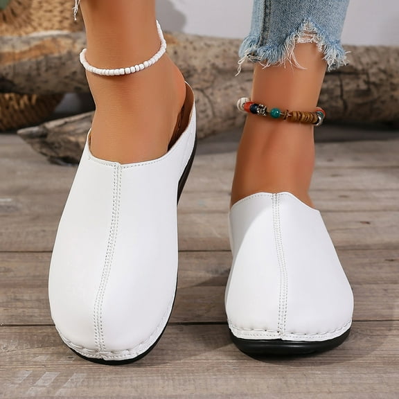 Women's Summer Wedge Sandals Slip On Comfortable Arch Support Breathable Platform Casual Beach Walking Orthotic White Women Sandal
