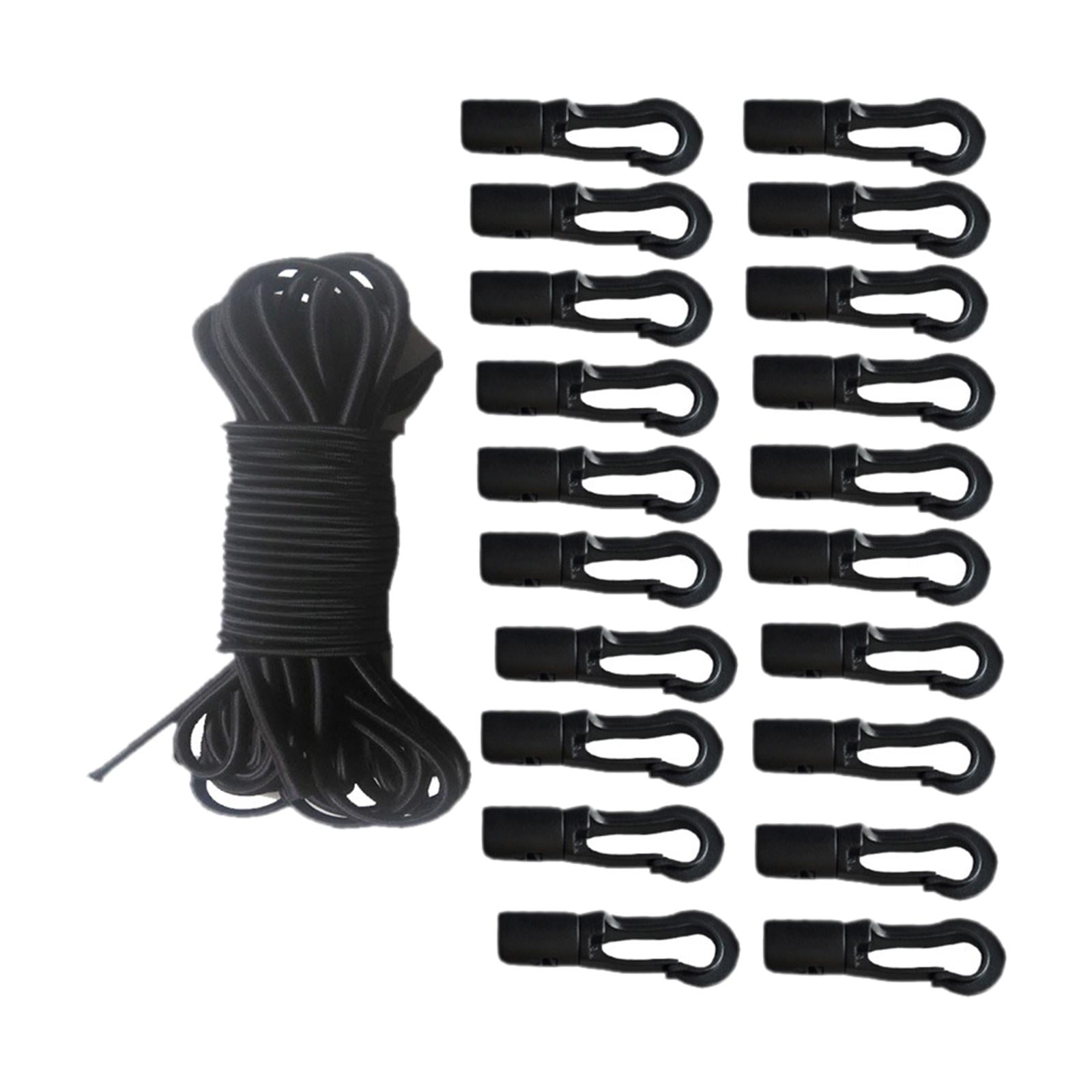 Baoblaze 2xElastic Bungee Rope with Clips Elastic Nylon Cords Marine Kayak Clips