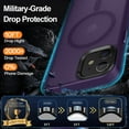 thumbnail image 5 of Strong Magnetic for iPhone 11 Case Compatible with Magsafe, [13FT Drop Resistant] Translucent Matte Skin Feeling Back, Aluminum Alloy Keys Shockproof Phone Case iPhone 11, Deep Purple, 5 of 14