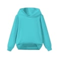 thumbnail image 4 of Resicozy Girls Hoodies Long Sleeve Solid Color Cute Hoodie Lightweight Y2k Oversized Hooded Sweatshirt with Pockets 2-13 Years Light Blue 110, 4 of 5