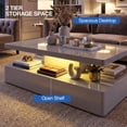 thumbnail image 7 of ARICOEASY LED Coffee Table with Storage Space, 43.3" Modern High Gloss Center Table with RGB LED Lights for Living Room, Grey, 7 of 7