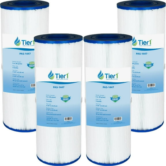 Tier1 Pool & Spa Filter Cartridge 4-pk | Replacement for Dynamic 03FIL1600, Pleatco PRB50-IN, Filbur FC-2390, Unicel C-4950 and More | 50 sq ft Pleated Fabric Filter Media
