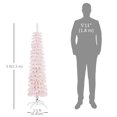 thumbnail image 2 of CoSoTower 5ft Snow-Flocked Artificial Christmas Tree, Slim Pencil Xmas Tree with 301 Realistic Branches, Metal Base, Pink, 2 of 7