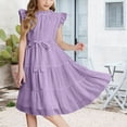 thumbnail image 2 of XXWXYD Girls Dresses Flutter Sleeve A-Line 𝖲undress Summer Casual Tiered Swing Midi Dress Lightweight Breathable Part𝗒 Beach Dress for Toddler Kids, 2 of 6