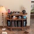 thumbnail image 4 of Record Player Stand, Mid-Century Turntable Stand with Vinyl Storage with Charging Station & USB Ports, for Living Room(Small Brown), 4 of 7