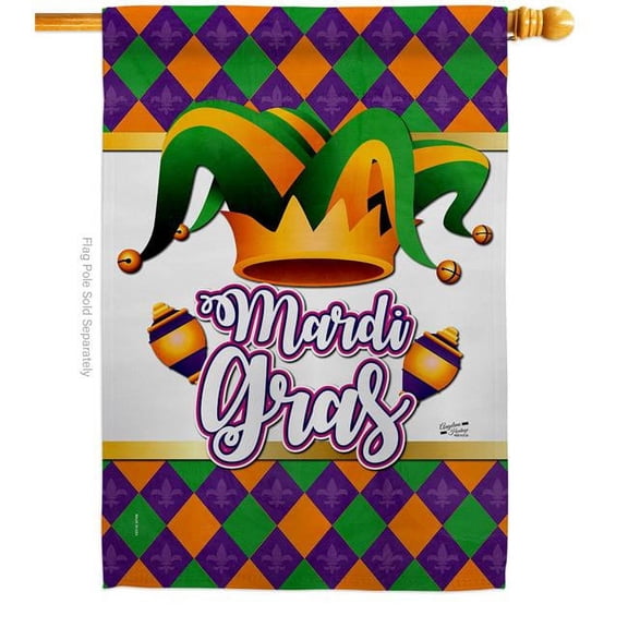 Angeleno Heritage H130358-BO 28 x 40 in. Mardi Gras Fun Springtime Vertical House Flag with Double-Sided Decorative Banner Garden Yard Gift