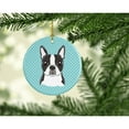 thumbnail image 2 of Carolines Treasures BB1141CO1 Checkerboard Blue Boston Terrier Ceramic Ornament  3 in multicolor, 2 of 3