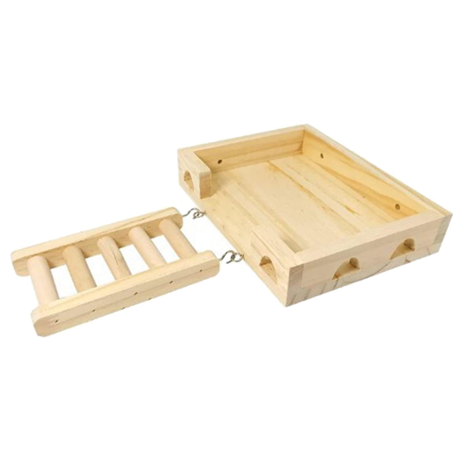 Bvdfgk Hamster Wooden Ladder Toy Accessories Bird Cage Accessories Chewing Exercise Toy Platform 20x15.4x4cm
