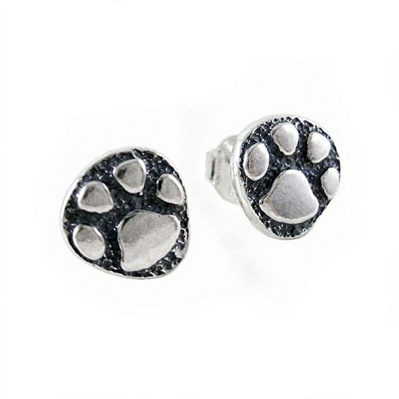 Sterling Silver Paw Print Post Earrings