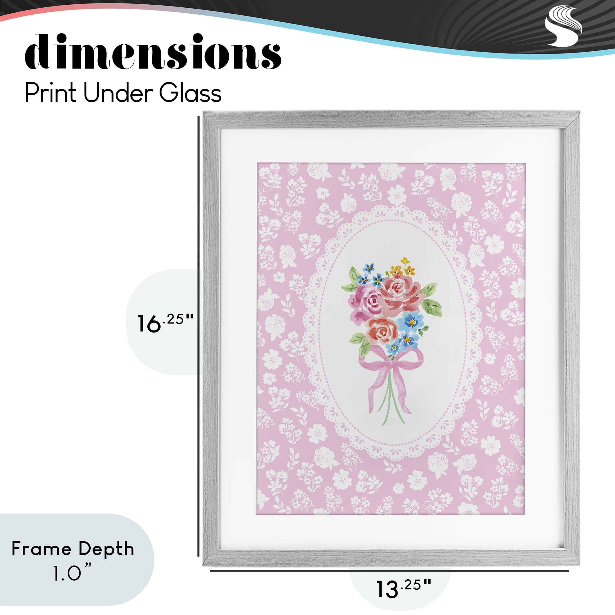Stupell Industries Pink Feminine Bouquet Gray Framed Print Under Glass, design by Corinne Haig