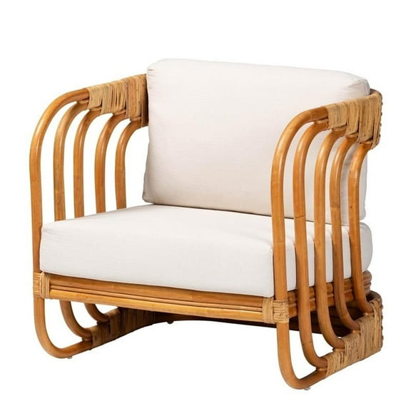 Bowery Hill Modern / Contemporary Bohemian Natural Rattan Arm Chair