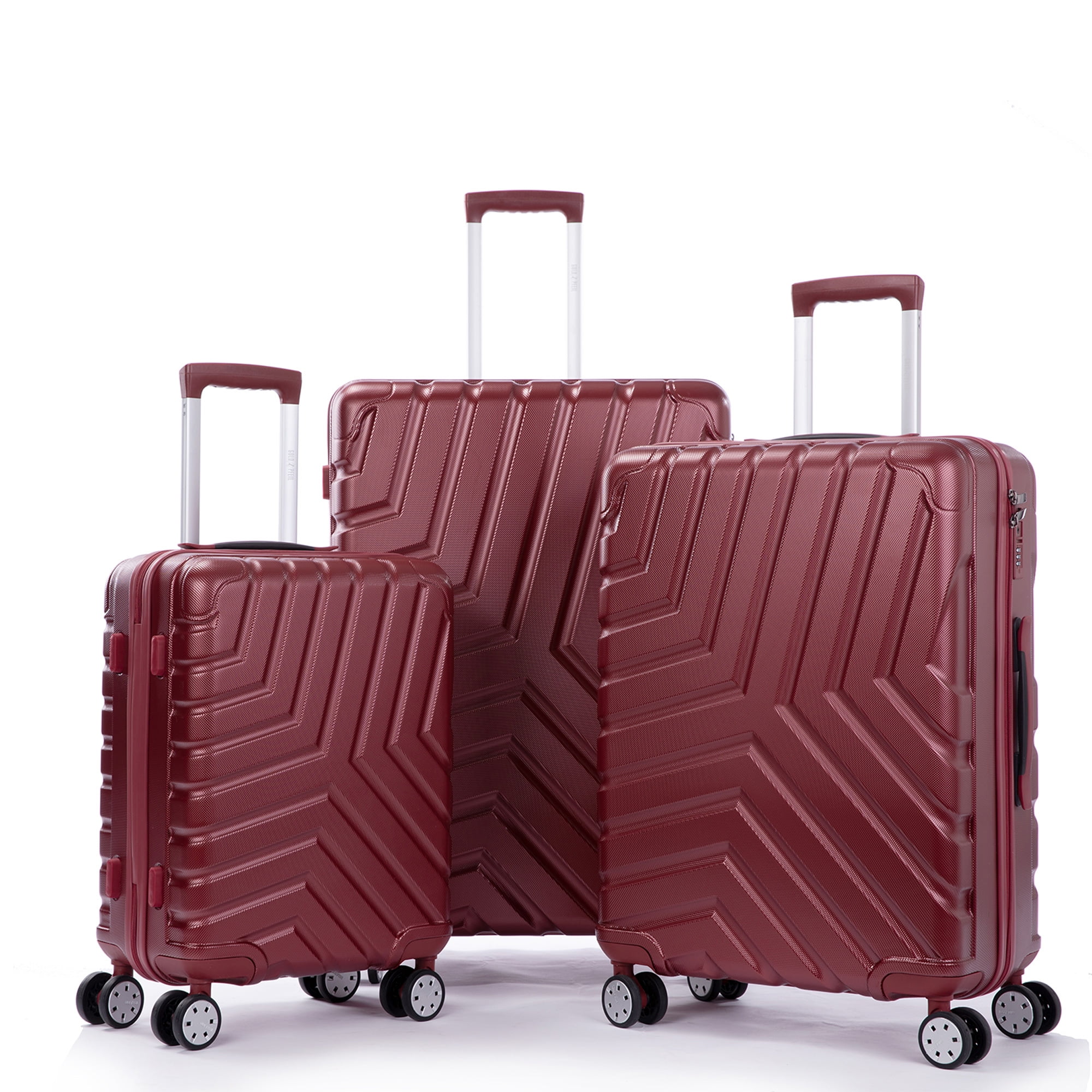 Aukfa 100% PC Suitcase Hardside Luggage Set,3 Pieces with Double ...