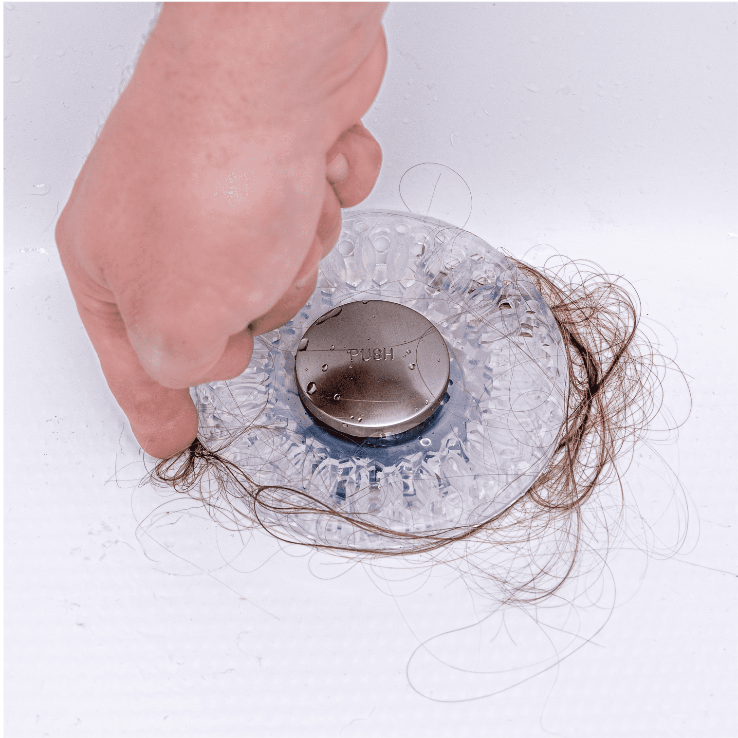 Hairbine The Made In USA Drain Hair Catcher for Tub and Shower Pop-Up  Drains/Pet Hair Strainer/Drain Cover/Snare/Clear 