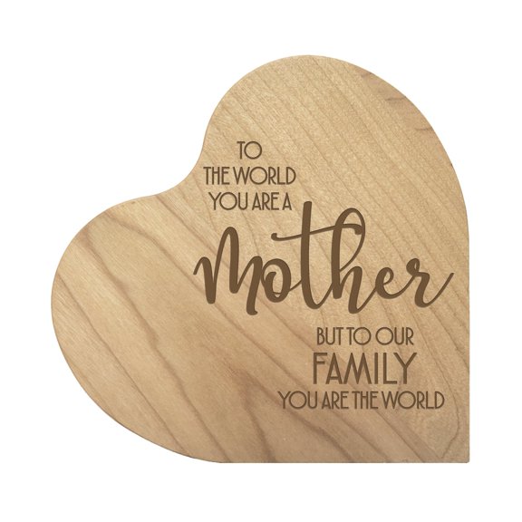Engraved Wooden Heart Block 5” x 5.25” x 0.75”- To The World