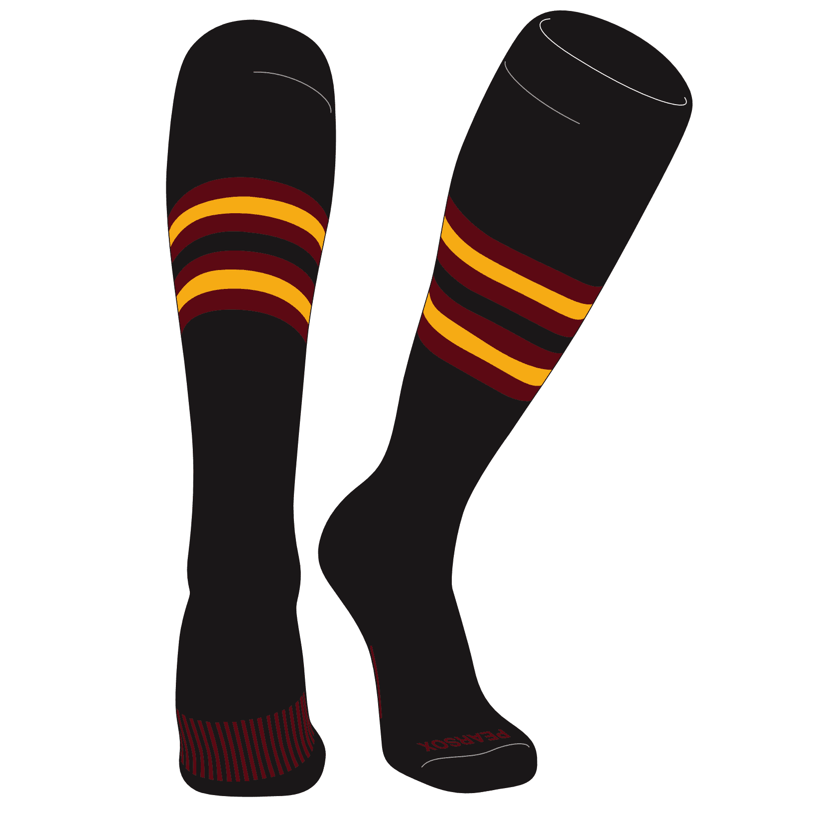 PEARSOX Elite Baseball Knee High Socks (I) Black, Cardinal, Gold (M