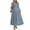 02 Light Blue, variant on YueHuiYing Women's Fashion Solid Long Sleeve V-Neck Pleated Dresses Elastic Waist Lightweight Maxi Wedding Guest Dress