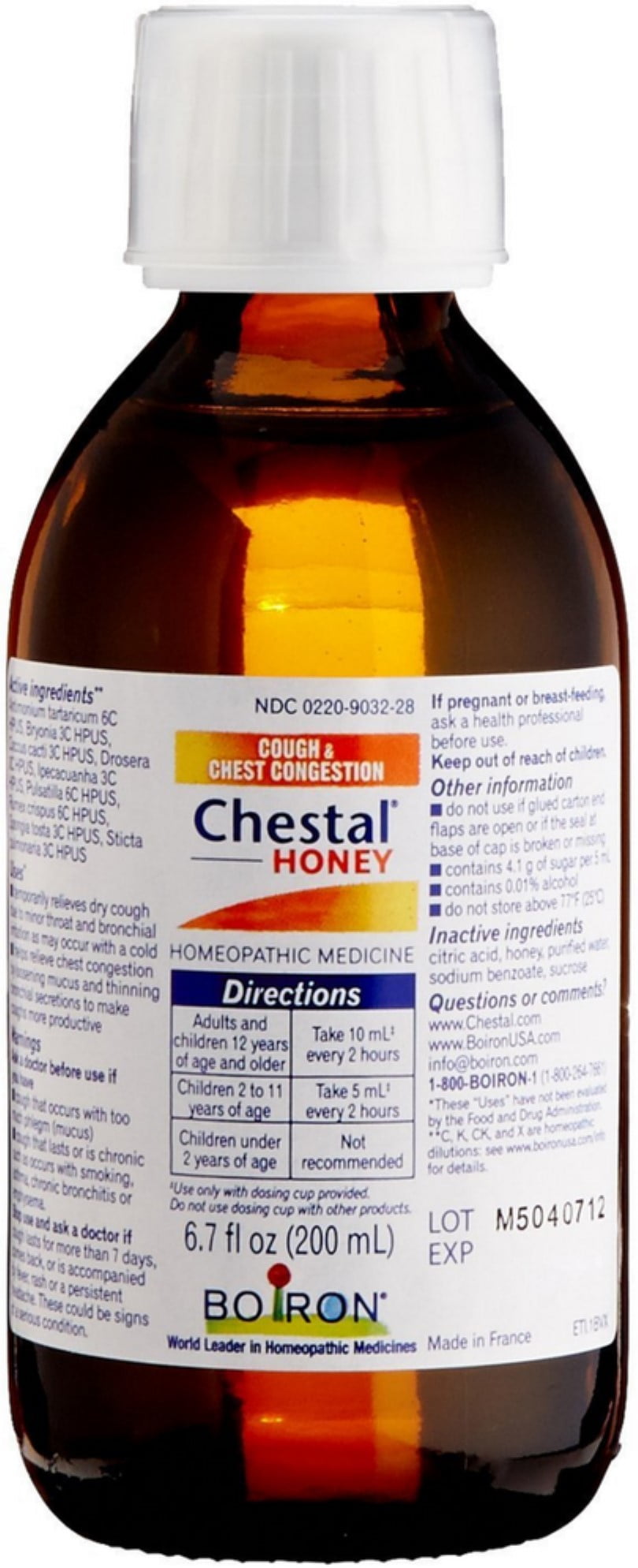 Boiron Chestal Honey Cough & Chest Congestion Syrup 6.7 oz